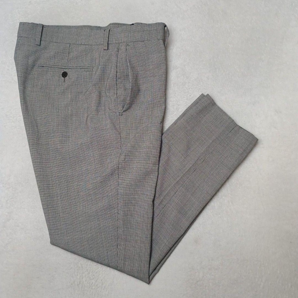 Banana Republic Pants Men 33x30 Gray Houndstooth Plaid Slim Tapered Dress Slack